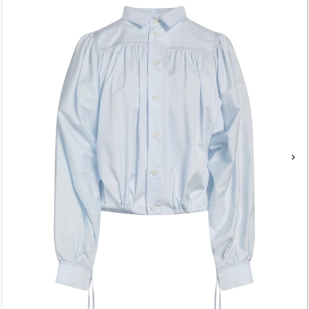 Marni Light Blue Gathered-Yoke Button Front Blouse